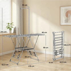 STILVORA Séchoir à linge pliable inox argenté, 5 niveaux réglables pas cher