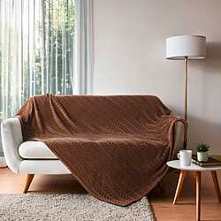 Acheter Douceur D'Interieur Plaid Flanelle en Relief Arya 180x220cm Choco