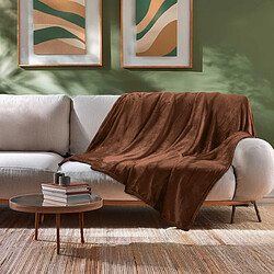 Acheter Douceur D'Interieur Plaid Uni en Flanelle Flanou 180x220cm Choco