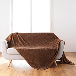 Avis Douceur D'Interieur Plaid Flanelle en Relief Arya 180x220cm Choco