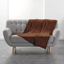 Avis Douceur D'Interieur Plaid Uni en Flanelle Flanou 125x150cm Choco