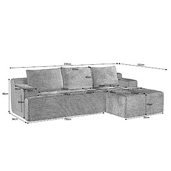STILVORA Canapé d'angle modulable convertible 4 places en velours côtelé beige pas cher