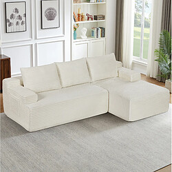 Acheter STILVORA Canapé d'angle modulable convertible 4 places en velours côtelé beige