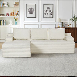 Avis STILVORA Canapé d'angle modulable beige 4 places en velours côtelé