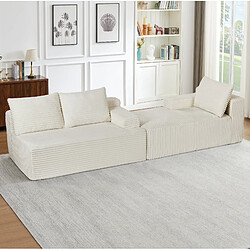 Acheter STILVORA Canapé d'angle modulable beige 4 places en velours côtelé