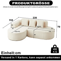 STILVORA Canapé d’angle 4 places en velours côtelé beige 220 cm pas cher