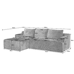 STILVORA Canapé d'angle modulable beige 4 places en velours côtelé pas cher
