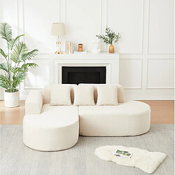 Acheter STILVORA Canapé d’angle 4 places en velours côtelé beige 220 cm