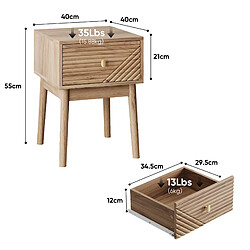 STILVORA Lot de 2 tables de chevet effet chêne avec tiroir, 40 x 40 x 55 cm pas cher
