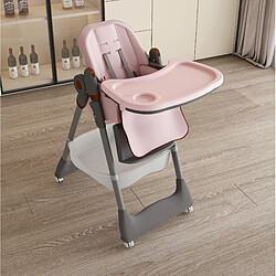 Avis STILVORA Chaise haute bébé évolutive pliable rose avec tablette et roulettes