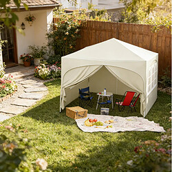 Avis STILVORA Tonnelle pliante 3 x 3 m beige avec 4 parois latérales