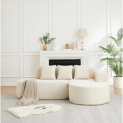 Acheter STILVORA Canapé d'angle modulable beige en velours côtelé 220 cm