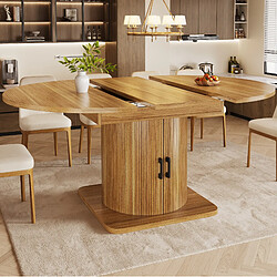 Acheter STILVORA Table à manger ovale extensible avec rangement, marron foncé, 118-158 cm
