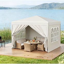 Avis STILVORA Tonnelle pliante beige 3 x 3 m avec parois latérales