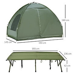 Acheter STILVORA Lit de camping surélevé 2 places avec tente et matelas, vert