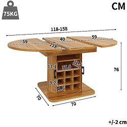 STILVORA Table à manger ovale extensible avec rangement, marron foncé, 118-158 cm pas cher
