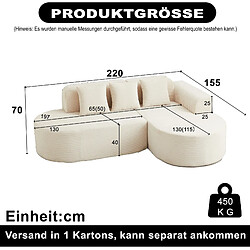 STILVORA Canapé d'angle modulable beige en velours côtelé 220 cm pas cher