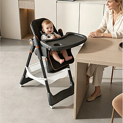 Avis STILVORA Chaise haute évolutive pliable noire avec tablette et roulettes