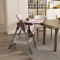 Acheter STILVORA Chaise haute bébé évolutive pliable rose avec tablette et roulettes
