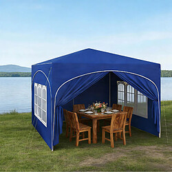 Avis STILVORA Tonnelle pliante 3 x 3 m bleue avec parois latérales