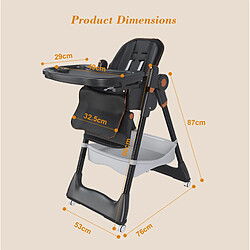STILVORA Chaise haute évolutive pliable noire avec tablette et roulettes pas cher