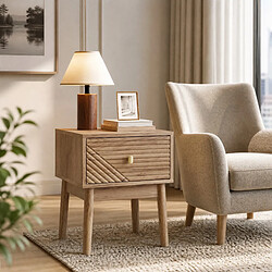 Acheter STILVORA Lot de 2 tables de chevet effet chêne avec tiroir, 40 x 40 x 55 cm