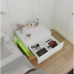 Acheter STILVORA Table de chevet industrielle 2 tiroirs LED blanc et naturel