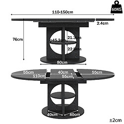 STILVORA Table à manger extensible noire 110-150 cm avec rangement pas cher