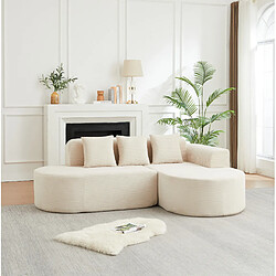 Avis STILVORA Canapé d'angle modulable beige en velours côtelé 220 cm