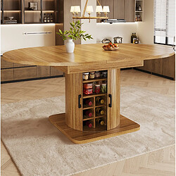 Avis STILVORA Table à manger ovale extensible avec rangement, marron foncé, 118-158 cm