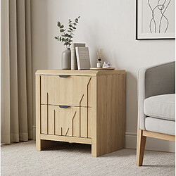 Avis STILVORA Table de chevet effet chêne 2 tiroirs, 48 x 40 x 55,5 cm