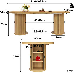 STILVORA Table à manger extensible ovale naturelle 150-190 cm pas cher