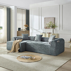 Avis STILVORA Canapé d’angle 4 places bleu en chenille, 263 cm