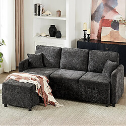Avis STILVORA Canapé d'angle 3 places noir en chenille, méridienne 144 cm