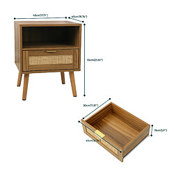 STILVORA Table de chevet bohème effet noyer, 1 tiroir, 45 x 40 x 55 cm pas cher