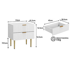 Avis Table de chevet 53 x 41,5 x 52,5 cm - Modenvie - 2 tiroirs - Blanc et or