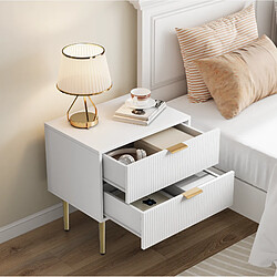 Acheter Table de chevet 53 x 41,5 x 52,5 cm - Modenvie - 2 tiroirs - Blanc et or