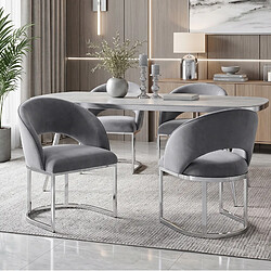 Acheter STILVORA Lot de 2 chaises de salle à manger en velours gris et argent