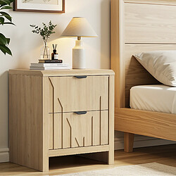 Acheter STILVORA Table de chevet effet chêne 2 tiroirs, 48 x 40 x 55,5 cm