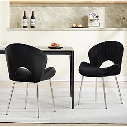 Acheter STILVORA Lot de 2 chaises de salle à manger en velours noir, pieds argentés