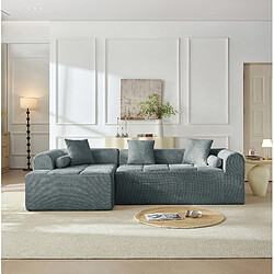 Acheter STILVORA Canapé d’angle 4 places bleu en chenille, 263 cm