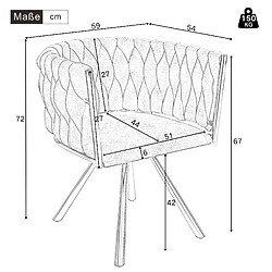 STILVORA Lot de 2 chaises de salle à manger pivotantes en velours gris pas cher