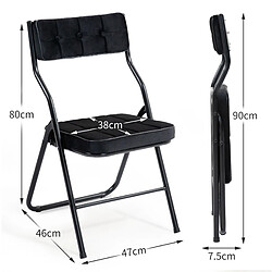 STILVORA Lot de 2 chaises de salle à manger pliables noires en velours pas cher