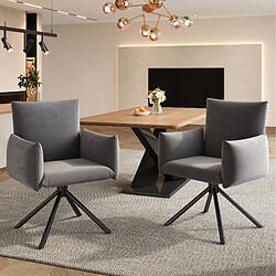 Avis STILVORA Lot de 2 chaises de salle à manger pivotantes 360° en velours gris