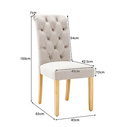 STILVORA Lot de 2 chaises de salle à manger en velours beige pas cher