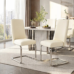 Avis STILVORA Lot de 2 chaises de salle à manger en velours beige, pieds argentés