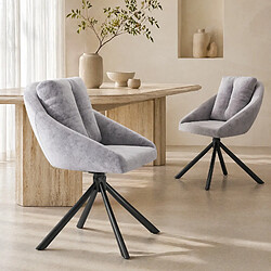 Avis STILVORA Lot de 2 chaises de salle à manger pivotantes grises en velours
