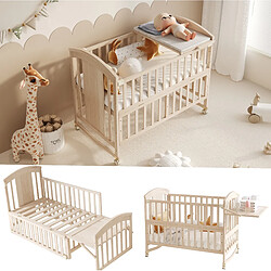 Acheter STILVORA Lit bébé évolutif en bois naturel 120 x 60 cm avec roulettes