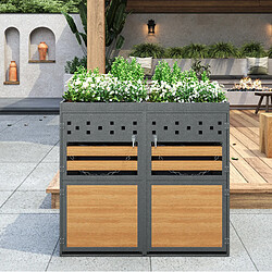 Avis STILVORA Cache-poubelles double 120-240 L anthracite avec toit vegetal