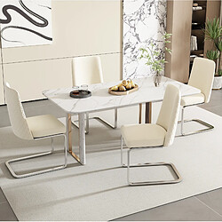Acheter STILVORA Lot de 2 chaises de salle à manger en velours beige, pieds argentés